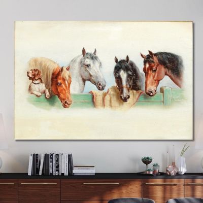 A Dog And Four Horses Carl Reichert crc22 canvas print 