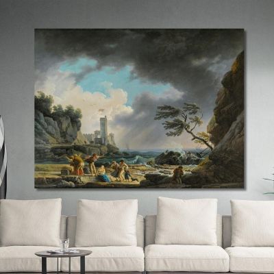 A Storm Near A Rocky Coast Claude-Joseph Vernet cjv11 canvas print 