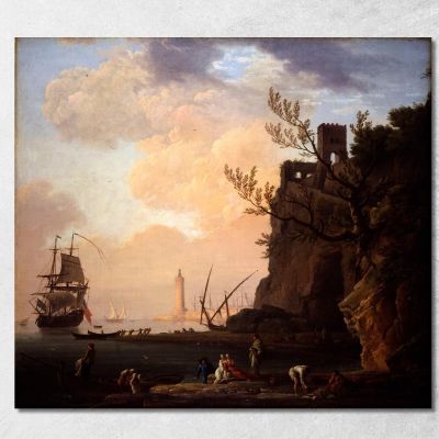 An Italianate Harbour Scene Claude-Joseph Vernet cjv14 canvas print 