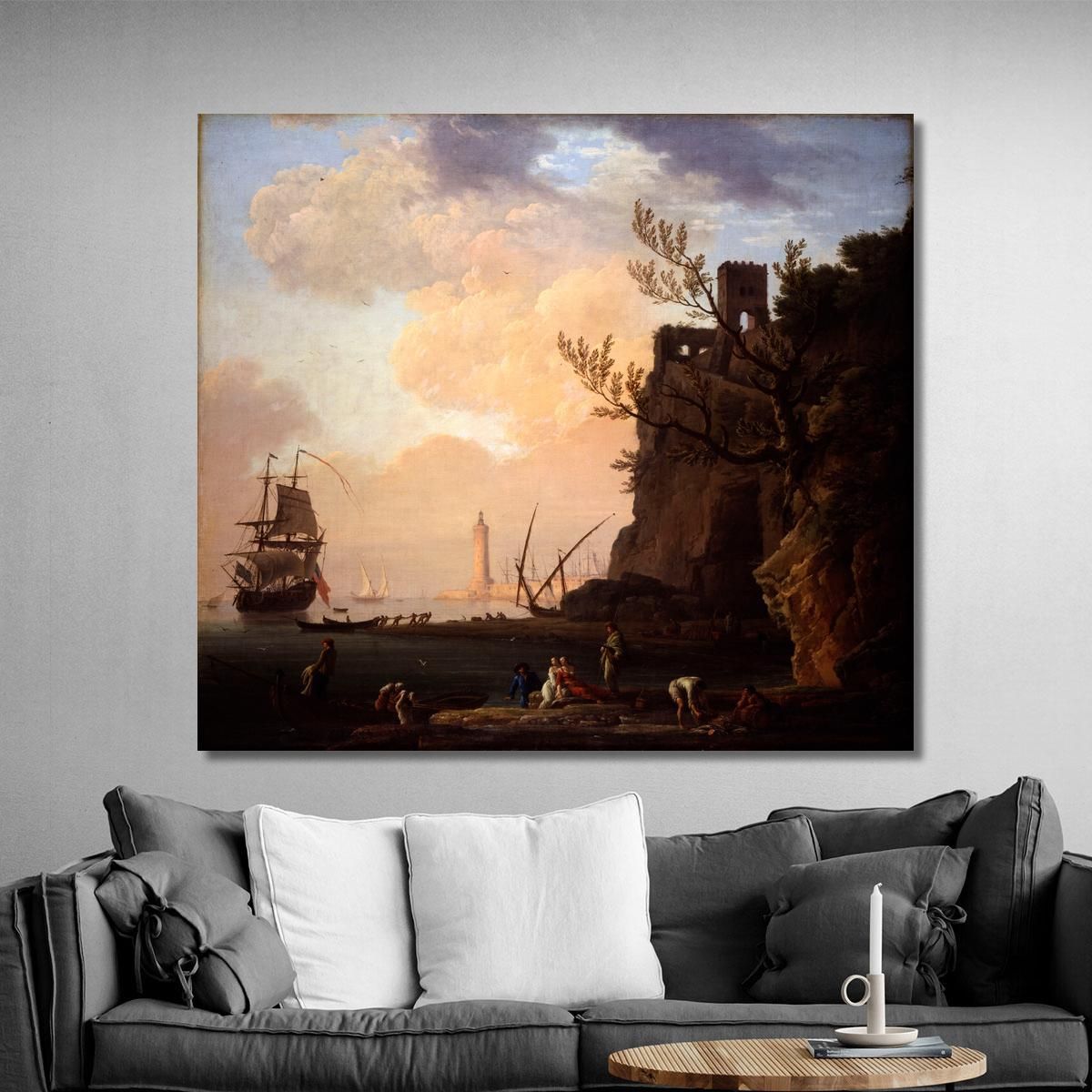 An Italianate Harbour Scene Claude-Joseph Vernet cjv14 canvas print 