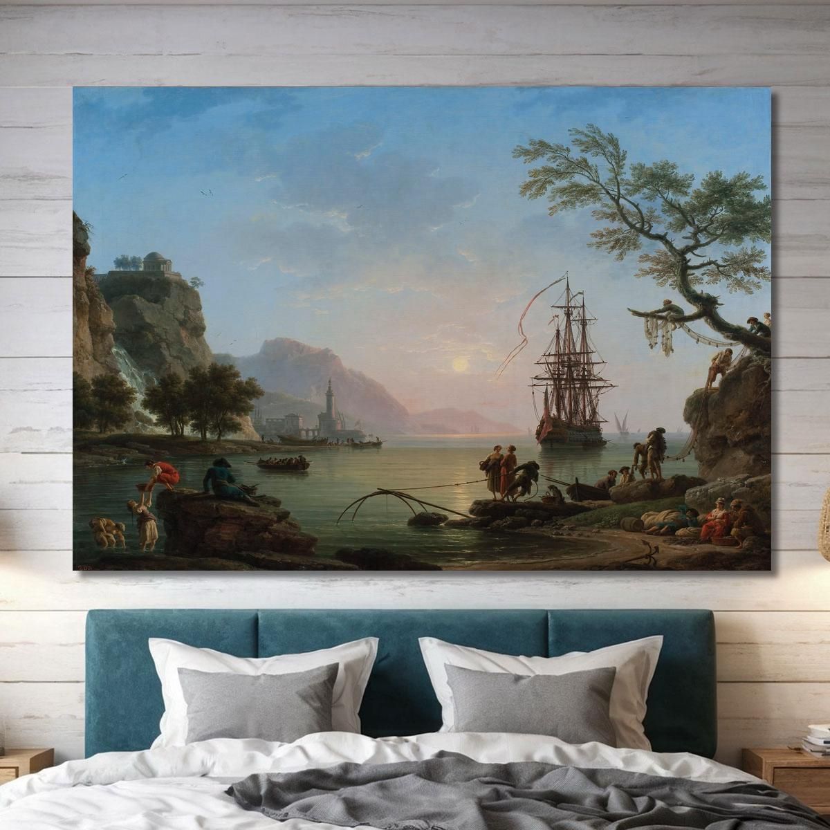 Fishing Port At Dawn Morning Claude-Joseph Vernet cjv17 canvas print 