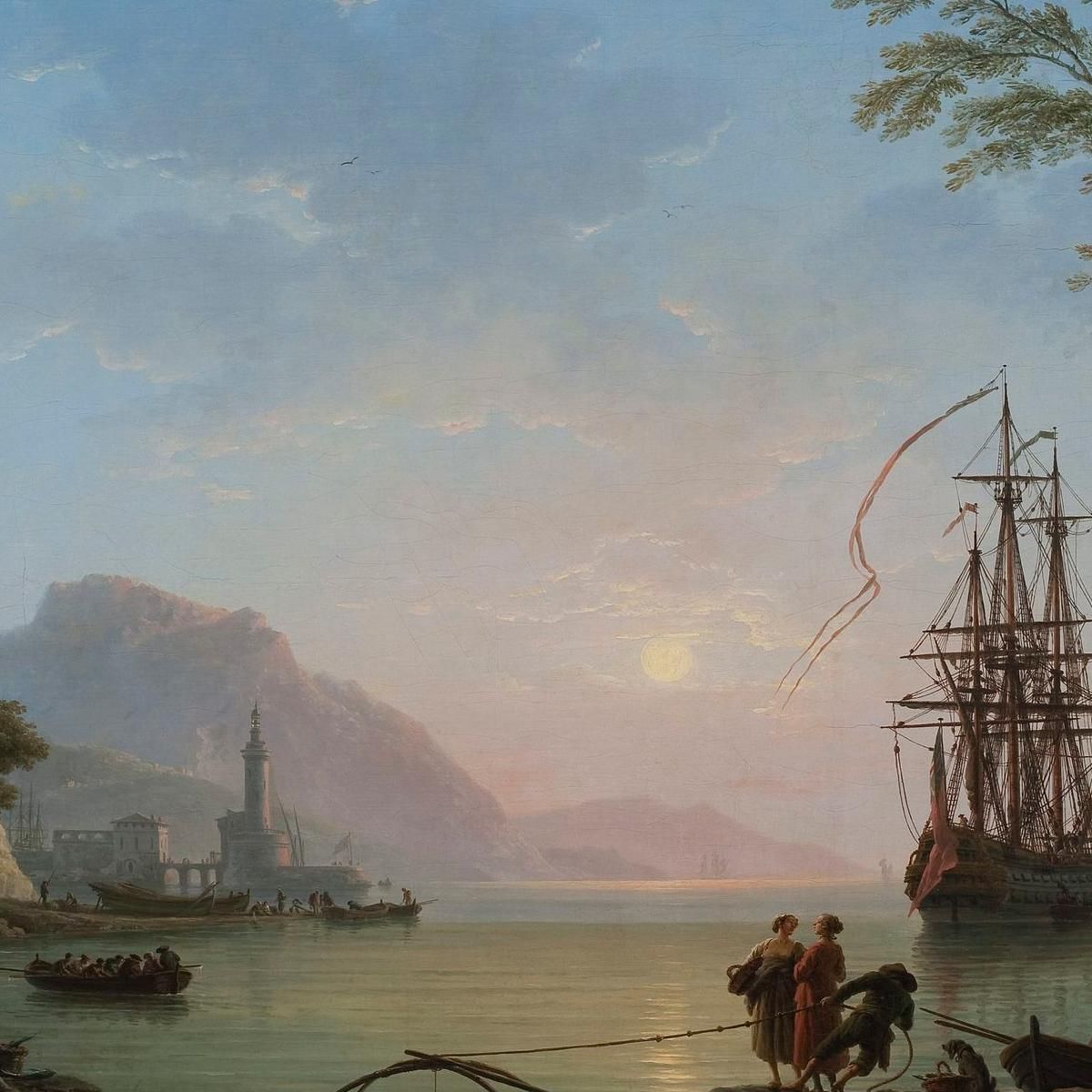 Fishing Port At Dawn Morning Claude-Joseph Vernet cjv17 canvas print