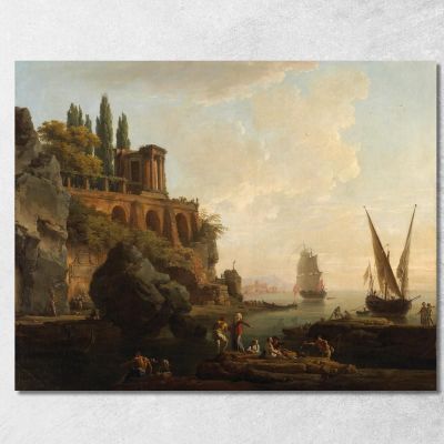 Imaginary Landscapeitalian Harbor Scene Claude-Joseph Vernet cjv18 canvas print 