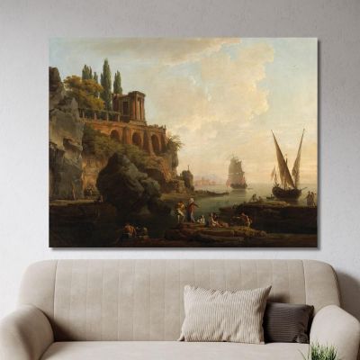 Imaginary Landscapeitalian Harbor Scene Claude-Joseph Vernet cjv18 canvas print 