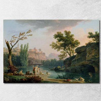 Summer Evening Landscape In Italy Claude-Joseph Vernet cjv29 canvas print 