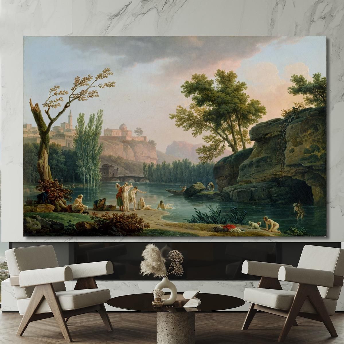 Summer Evening Landscape In Italy Claude-Joseph Vernet cjv29 canvas print 