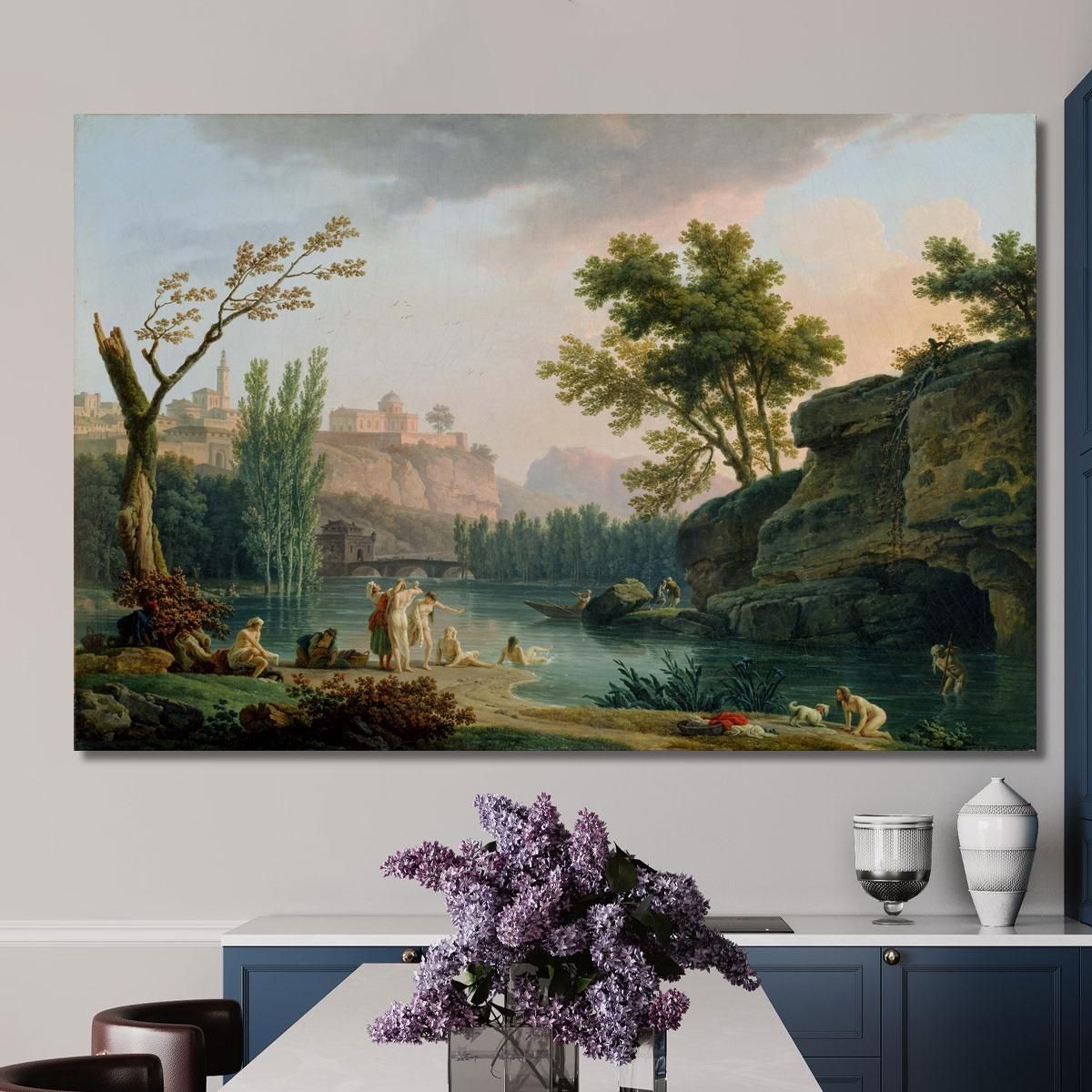 Summer Evening Landscape In Italy Claude-Joseph Vernet cjv29 canvas print 