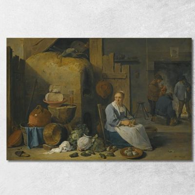 A Barn Interior With A Maid Preparing Vegetables David Teniers The Younger dty1 canvas print 