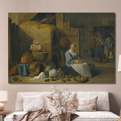 A Barn Interior With A Maid Preparing Vegetables David Teniers The Younger dty1 canvas print 