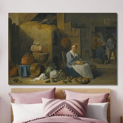 A Barn Interior With A Maid Preparing Vegetables David Teniers The Younger dty1 canvas print 