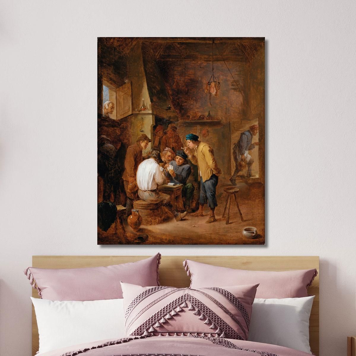 A Tavern Interior With Boors Playing Cards David Teniers The Younger dty16 canvas print 