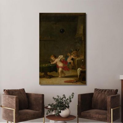Amoretti In An Alchemist'S Workshop David Teniers The Younger dty21 canvas print 