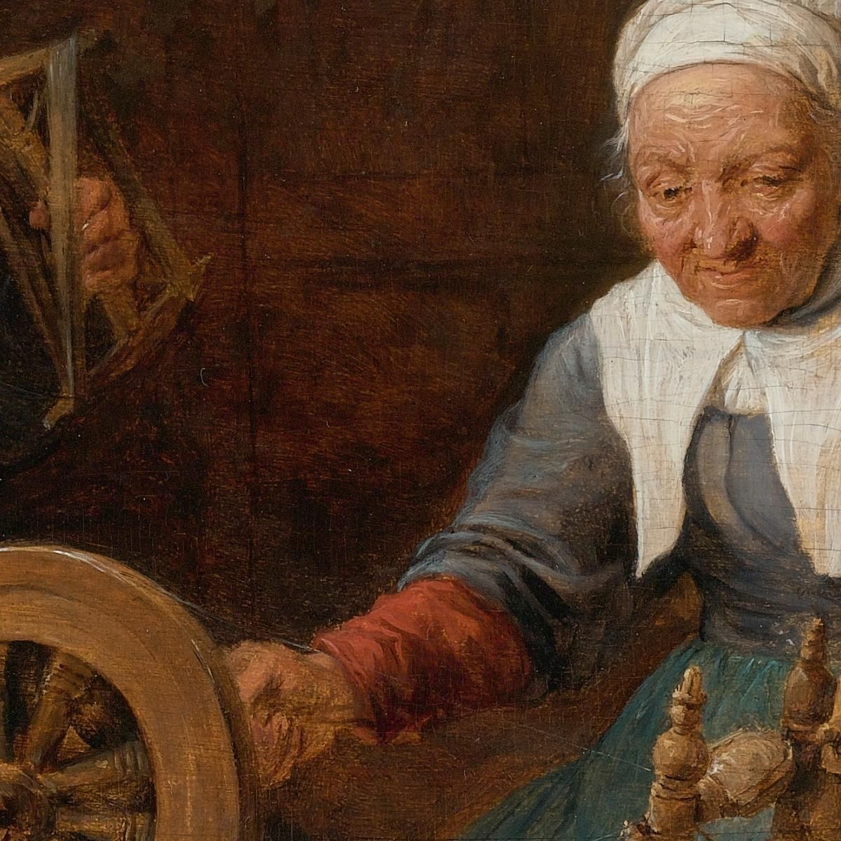 An Elderly Couple Spinning Wool In An Interior David Teniers The Younger dty22 canvas print