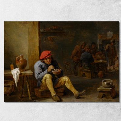 Farmer In A Tavern Lighting His Pipe David Teniers The Younger dty35 canvas print 