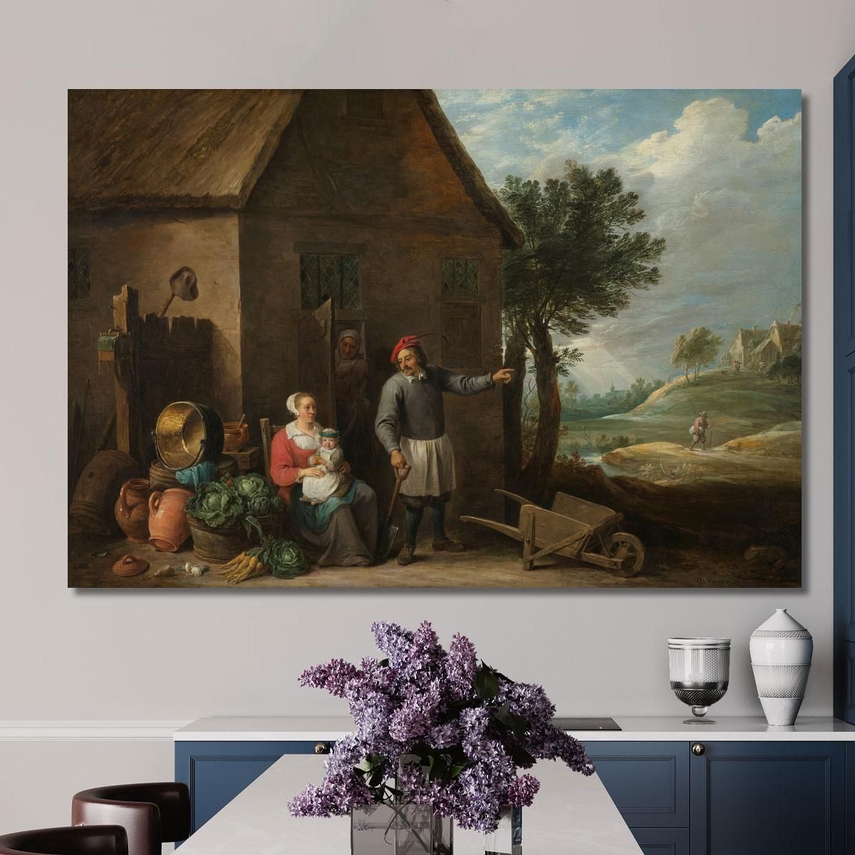 Husbandman At A Cottage Door With A Seated Woman And Child David Teniers The Younger dty42 canvas print 