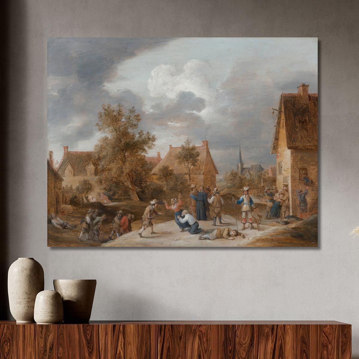 Soldiers Sacking A Village David Teniers The Younger dty78 canvas print 