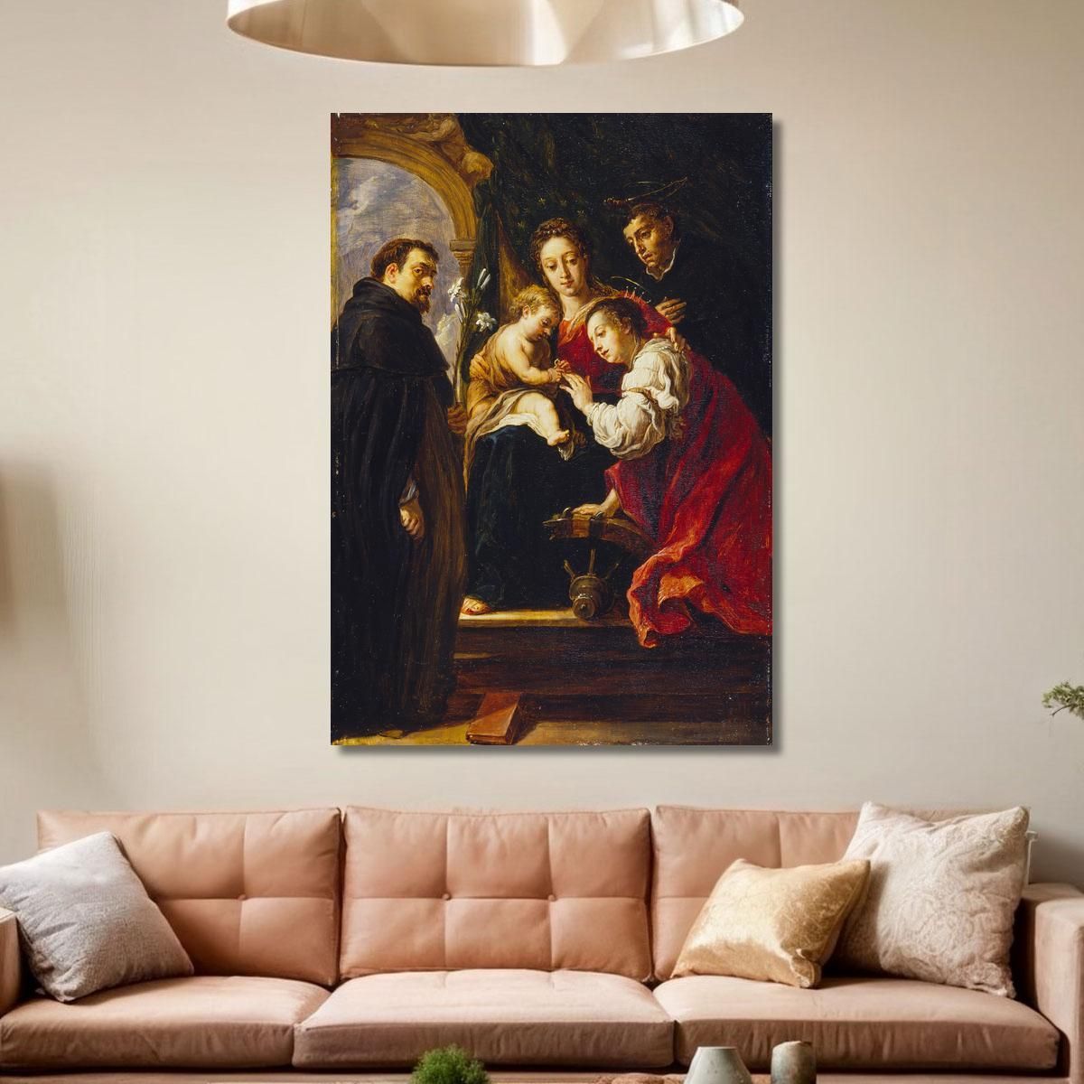 The Mystic Marriage Of Saint Catherine After Fetti David Teniers The Younger dty97 canvas print 
