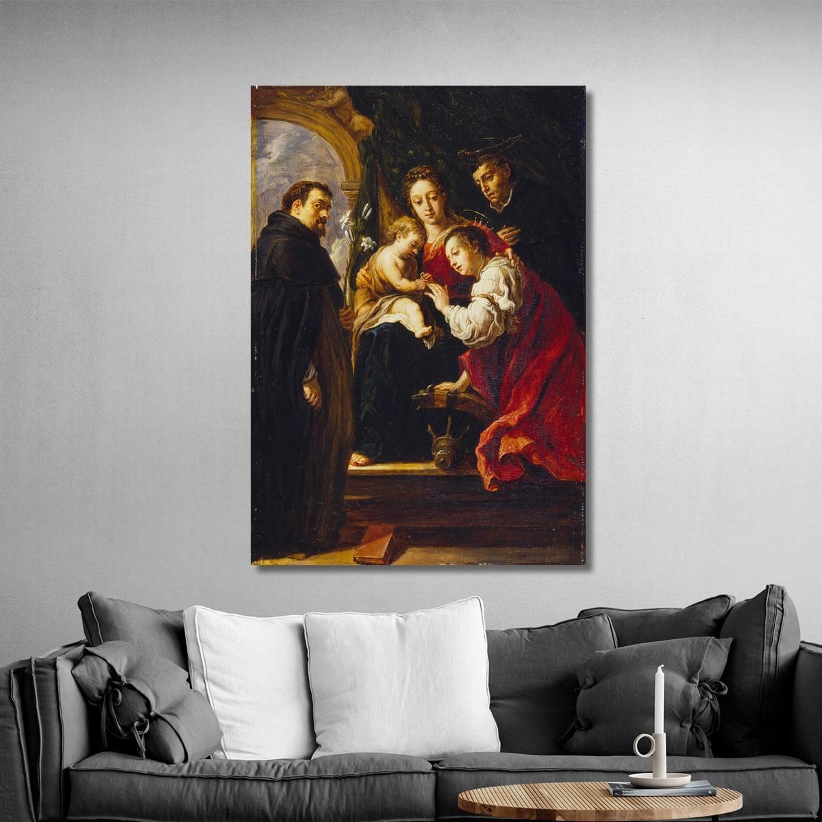 The Mystic Marriage Of Saint Catherine After Fetti David Teniers The Younger dty97 canvas print 