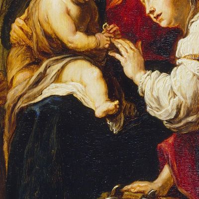 The Mystic Marriage Of Saint Catherine After Fetti David Teniers The Younger dty97 canvas print