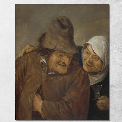 Two Peasants With A Glass Of Wine David Teniers The Younger dty111 canvas print 