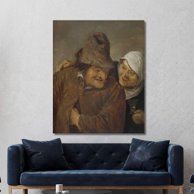 Two Peasants With A Glass Of Wine David Teniers The Younger dty111 canvas print 