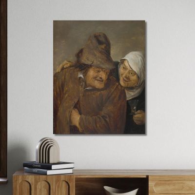 Two Peasants With A Glass Of Wine David Teniers The Younger dty111 canvas print 