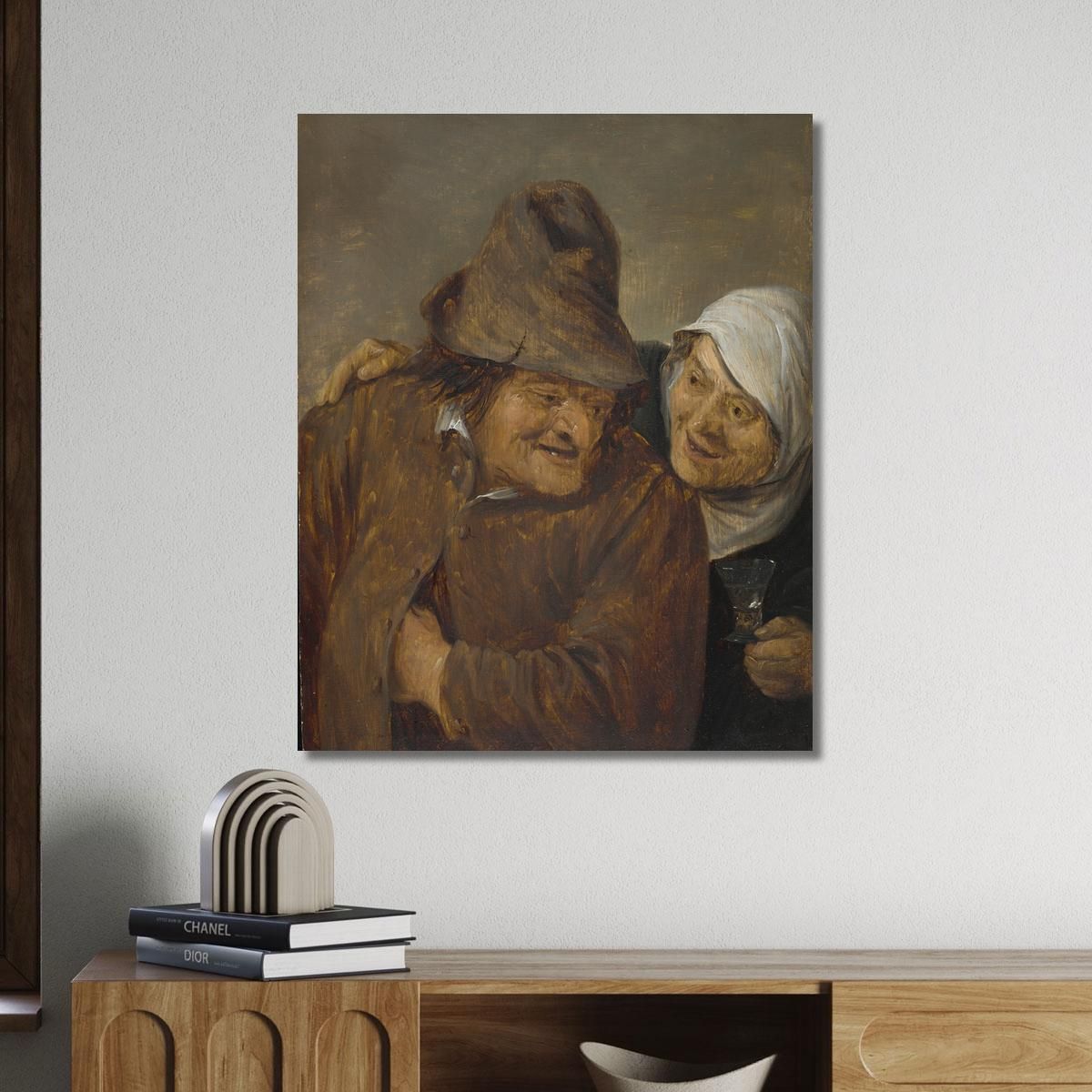 Two Peasants With A Glass Of Wine David Teniers The Younger dty111 canvas print 