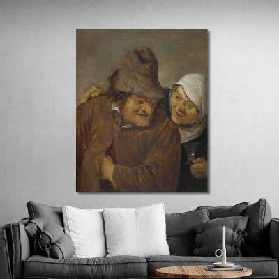 Two Peasants With A Glass Of Wine David Teniers The Younger dty111 canvas print 