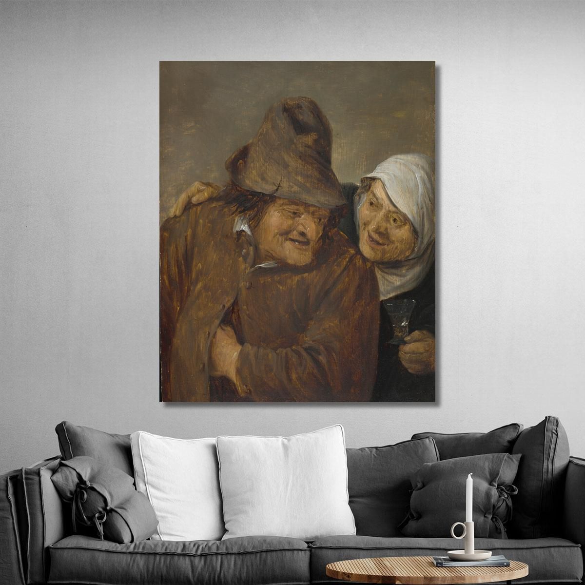 Two Peasants With A Glass Of Wine David Teniers The Younger dty111 canvas print 
