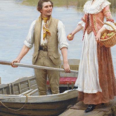 An Apple For The Boatman Edmund Blair Leighton ebl5 canvas print