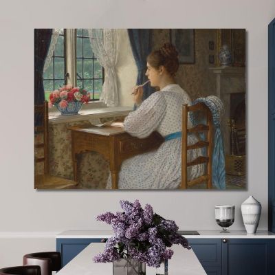 Straying Thoughts Edmund Blair Leighton ebl20 canvas print 