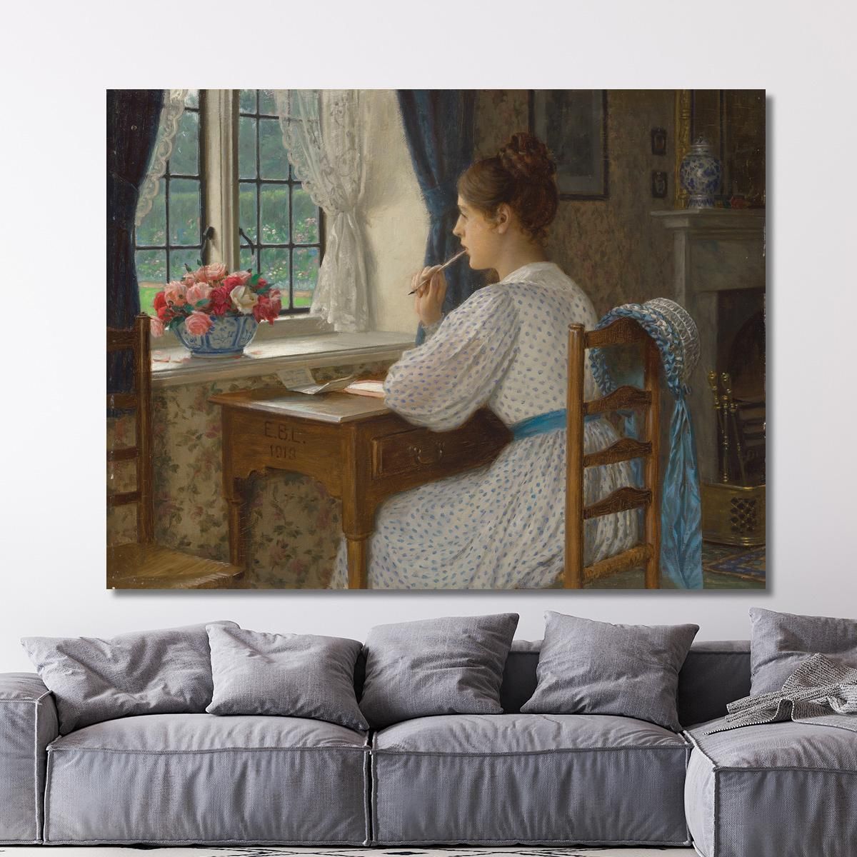 Straying Thoughts Edmund Blair Leighton ebl20 canvas print 