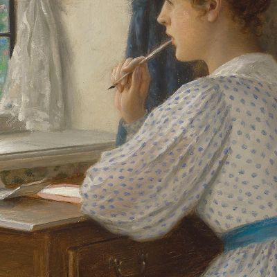 Straying Thoughts Edmund Blair Leighton ebl20 canvas print