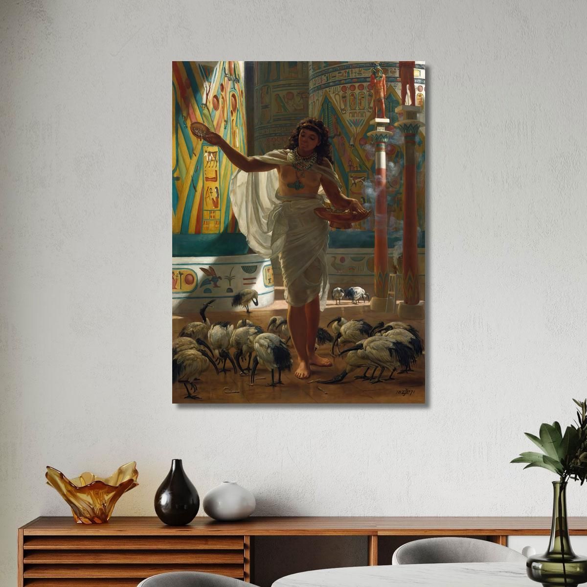 Feeding The Sacred Ibis In The Halls Of Karnac Edward John Poynter ejp14 canvas print 