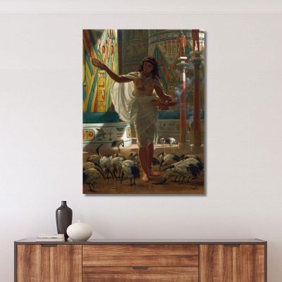Feeding The Sacred Ibis In The Halls Of Karnac Edward John Poynter ejp14 canvas print 