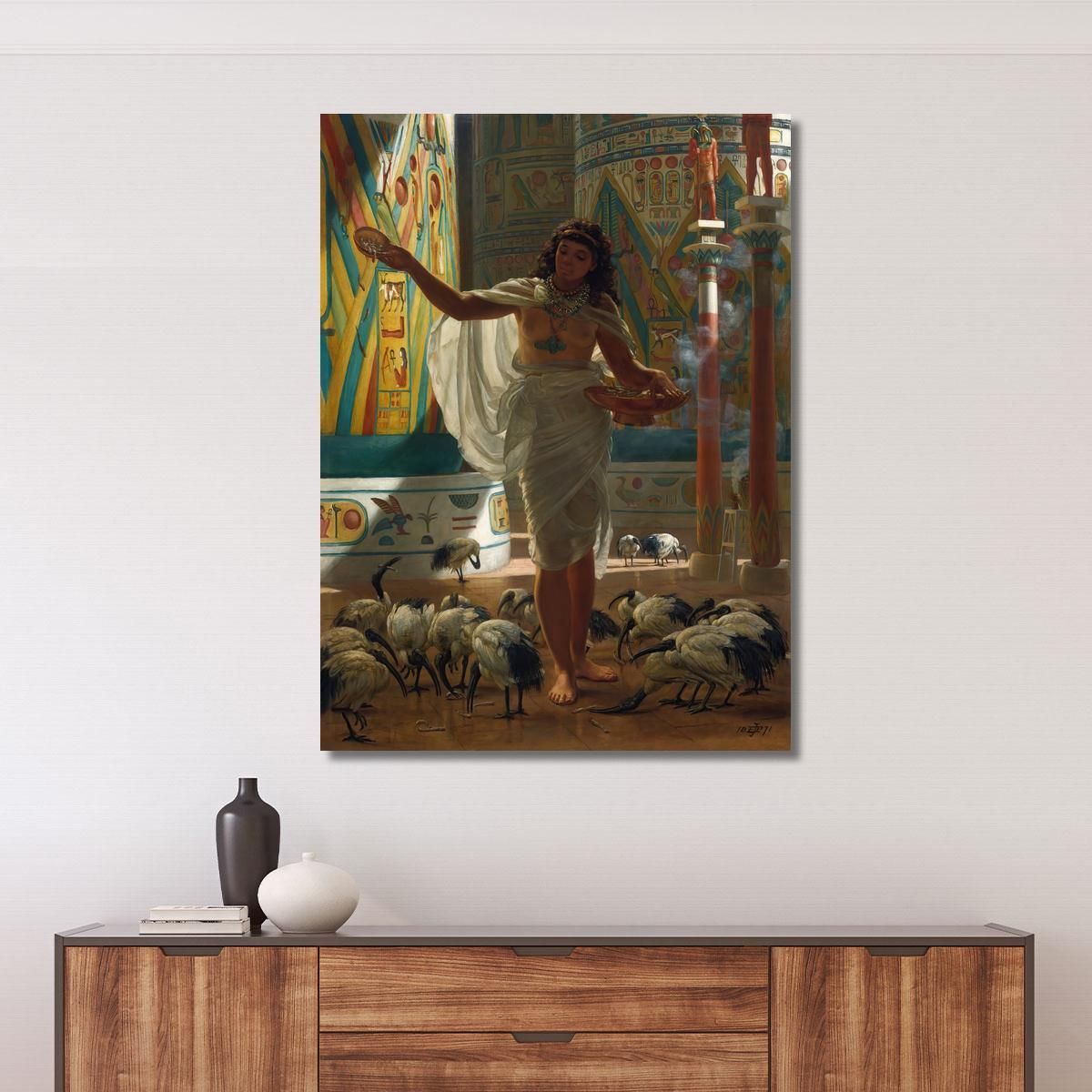 Feeding The Sacred Ibis In The Halls Of Karnac Edward John Poynter ejp14 canvas print 