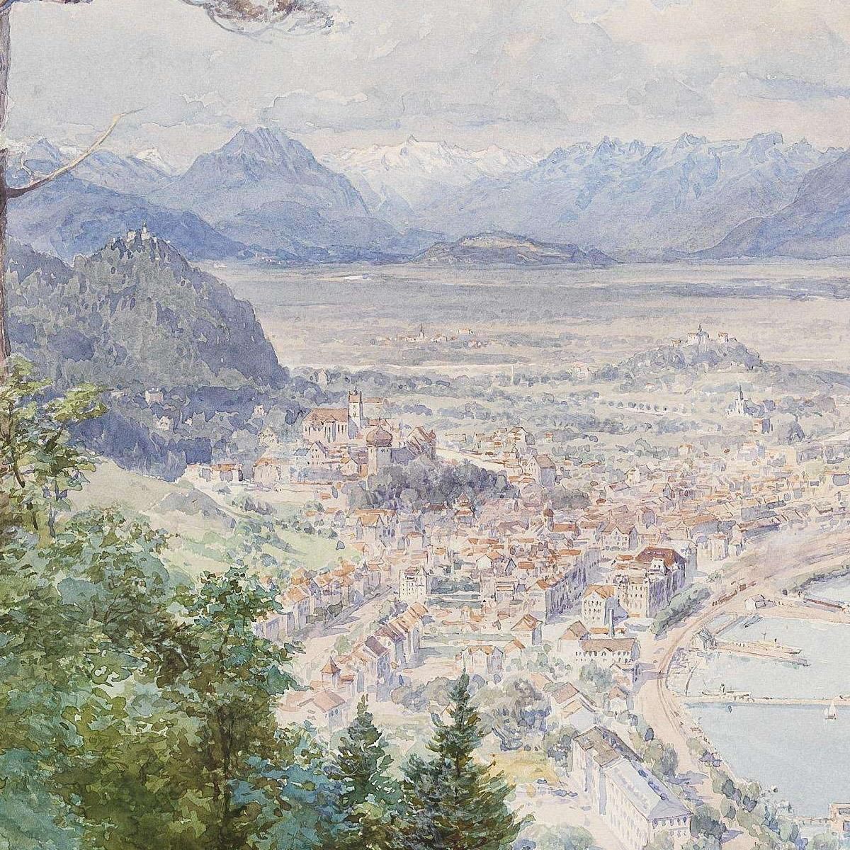 A View Of Bregenz And Lake Bodensee Edward Theodore Compton etc2 canvas print