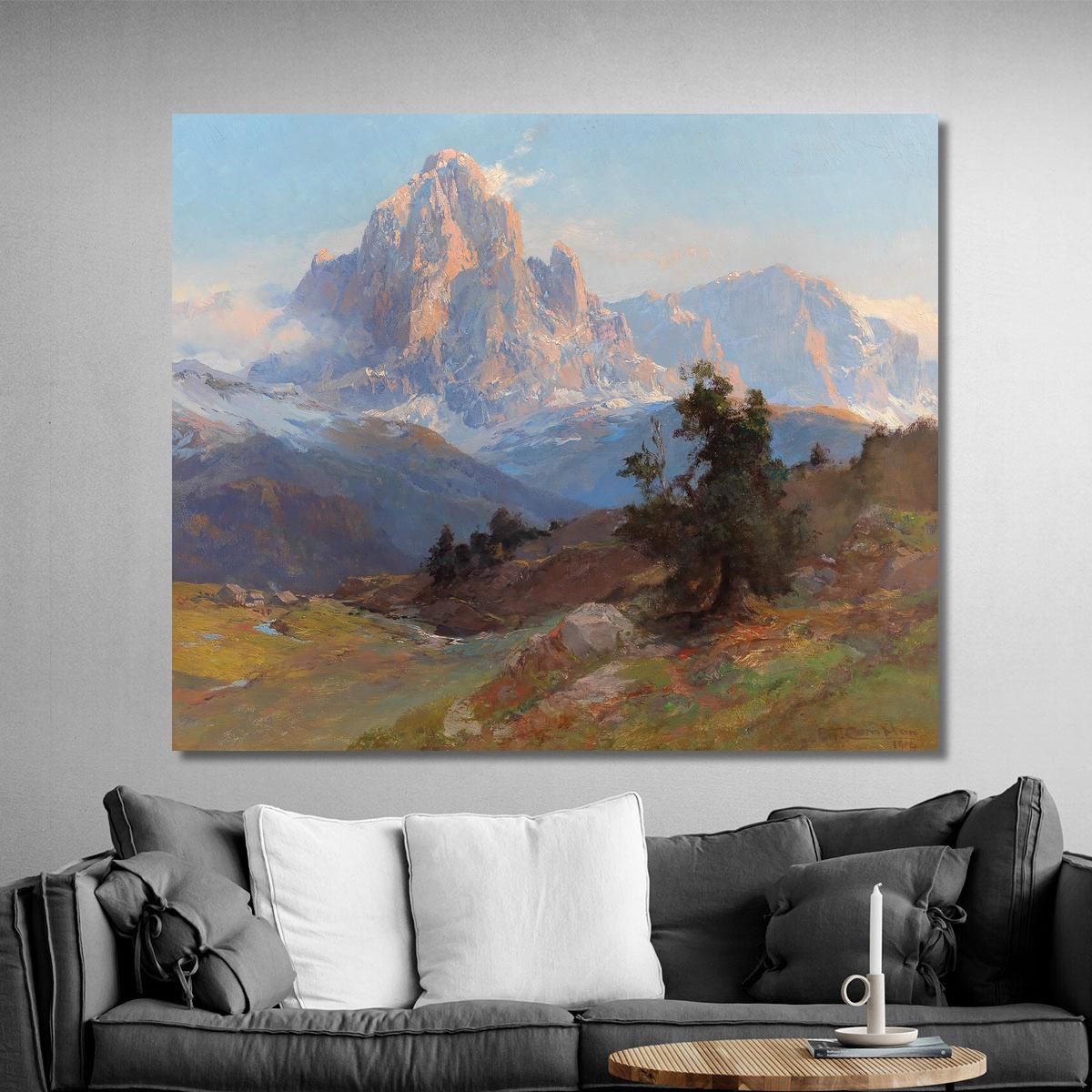 A View Of Mount Sassolungo Edward Theodore Compton etc4 canvas print 