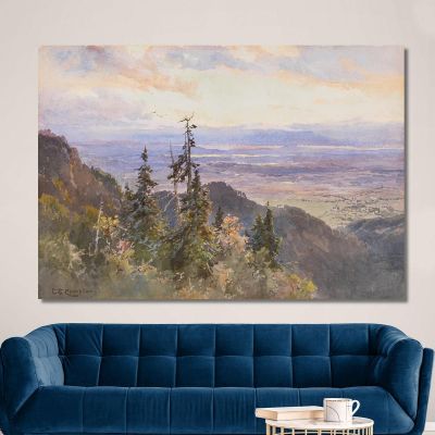 An Der Benediktenwand - View Of Schlehdorf And Lake Kochelsee Edward Theodore Compton etc8 canvas print 