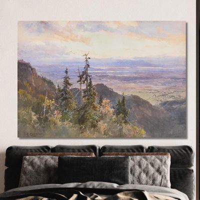 An Der Benediktenwand - View Of Schlehdorf And Lake Kochelsee Edward Theodore Compton etc8 canvas print 