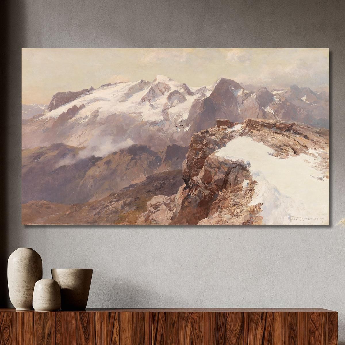 View Of The Marmolata From Piz Boè Edward Theodore Compton etc9 canvas print 