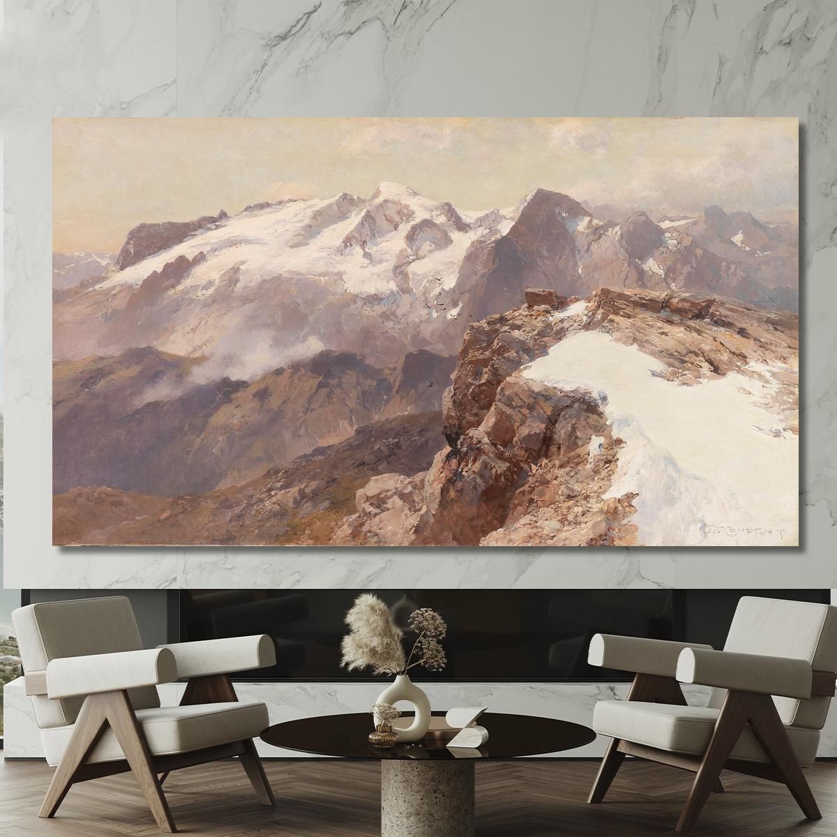 View Of The Marmolata From Piz Boè Edward Theodore Compton etc9 canvas print 