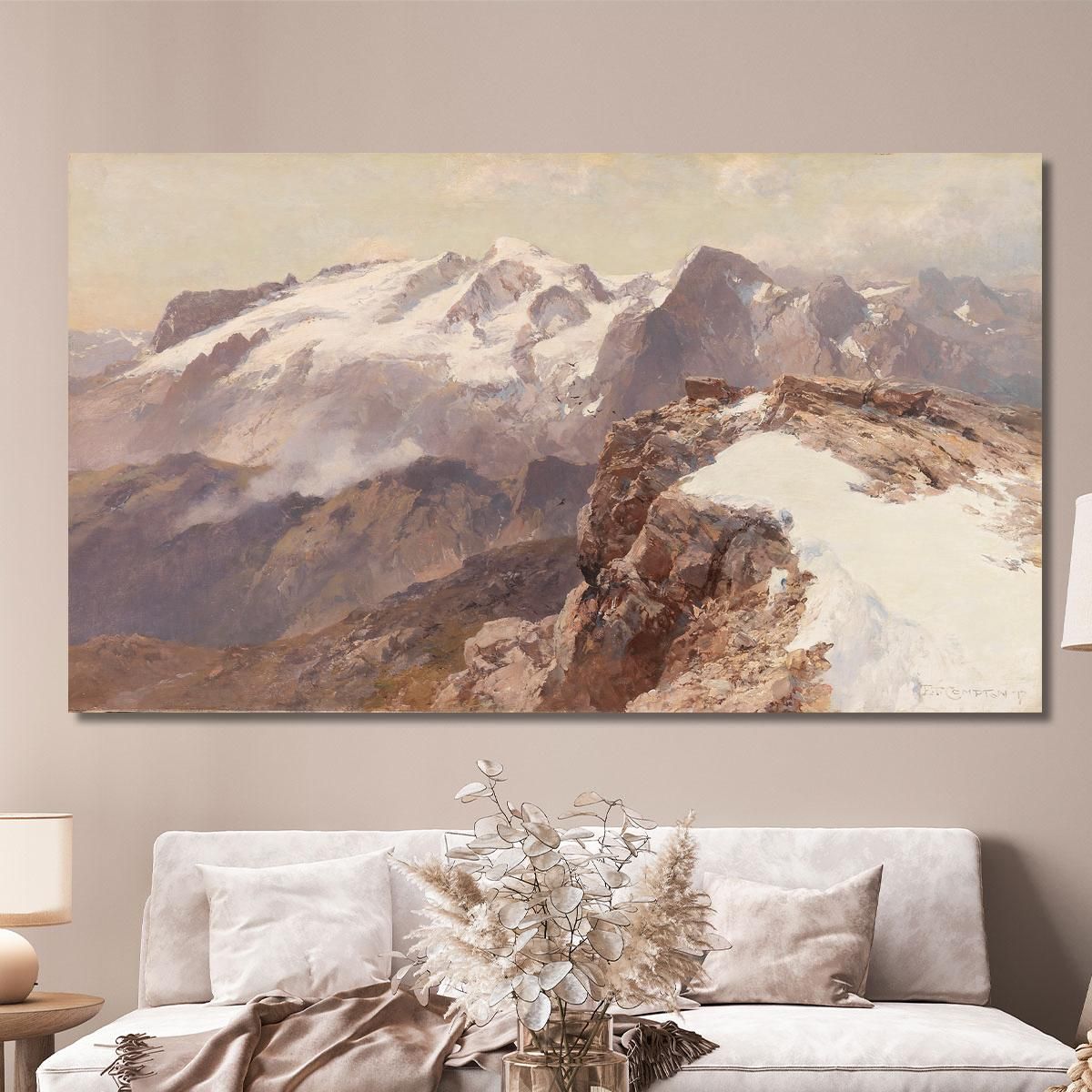 View Of The Marmolata From Piz Boè Edward Theodore Compton etc9 canvas print 