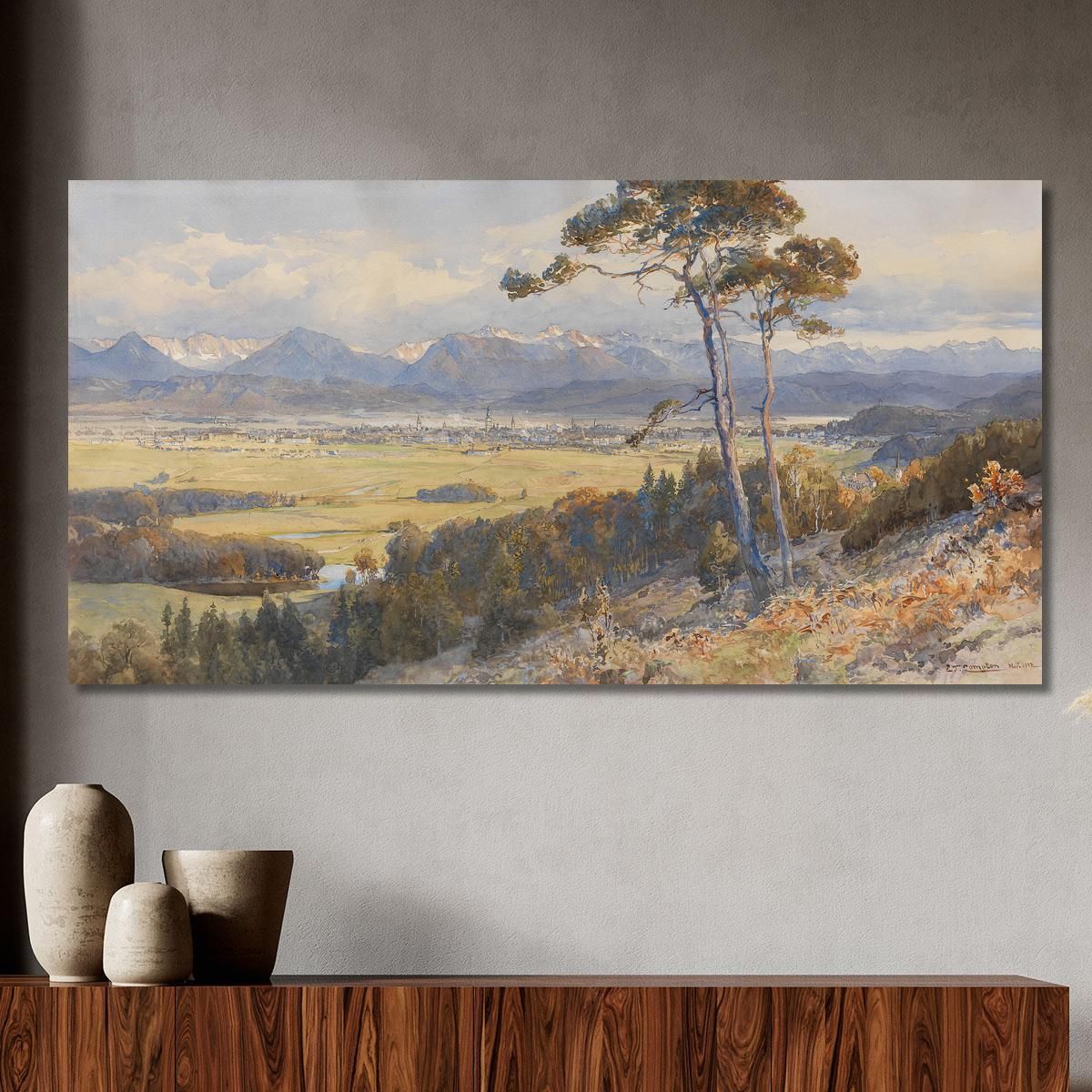 View Of Klagenfurt Before The Karawanken Mountain Range Edward Theodore Compton etc15 canvas print 