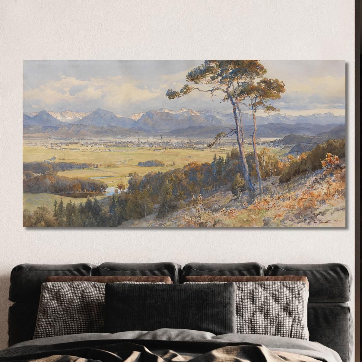 View Of Klagenfurt Before The Karawanken Mountain Range Edward Theodore Compton etc15 canvas print 