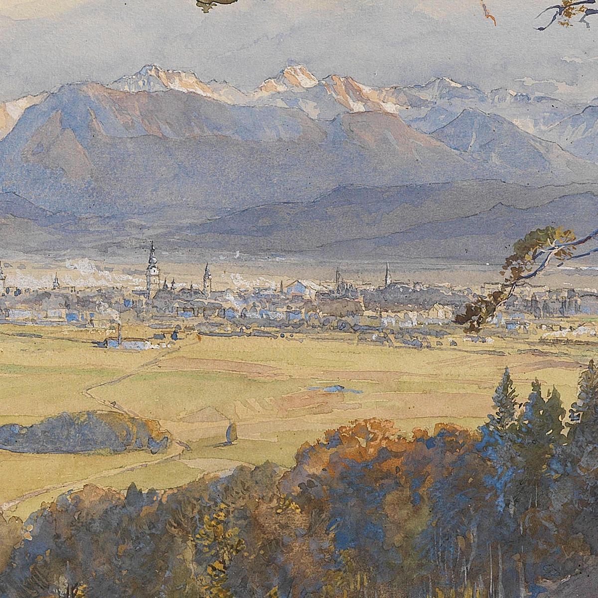 View Of Klagenfurt Before The Karawanken Mountain Range Edward Theodore Compton etc15 canvas print