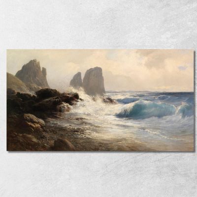 The Faraglioni Rocks Off The Coast Of Capri Edward Theodore Compton etc22 canvas print 