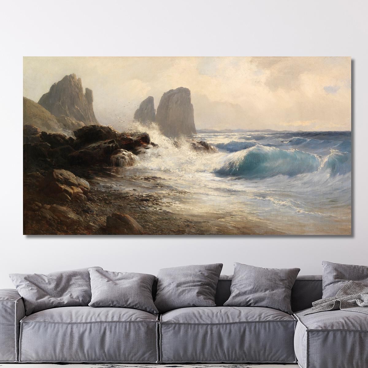 The Faraglioni Rocks Off The Coast Of Capri Edward Theodore Compton etc22 canvas print 