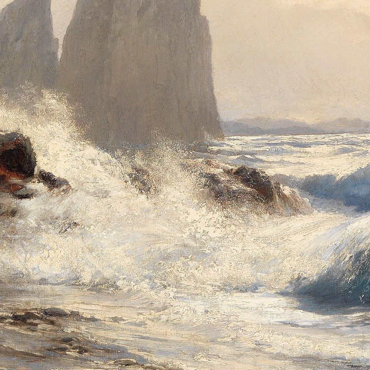 The Faraglioni Rocks Off The Coast Of Capri Edward Theodore Compton etc22 canvas print