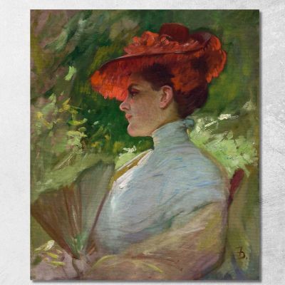 Lady With A Red Hat Portrait Of Maggie Wilson Frank Duveneck fdu6 canvas print 